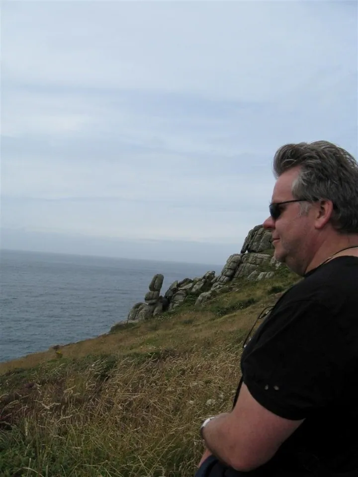 Day 3 lands end to sennen cove   pete looks out to sea